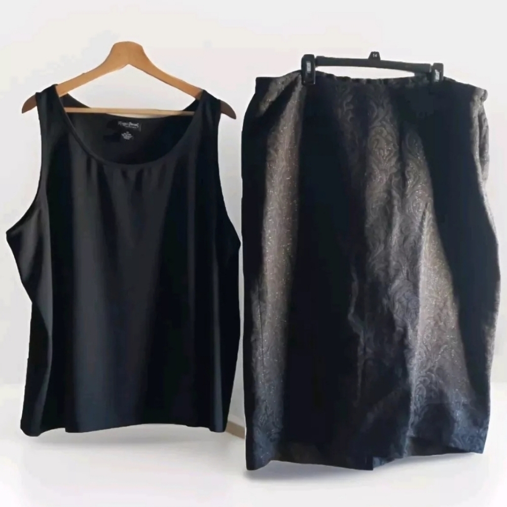 Maggie Barnes Black Pencil skirt Set 1-2XL Classic Buisness Casual Quiet Luxury